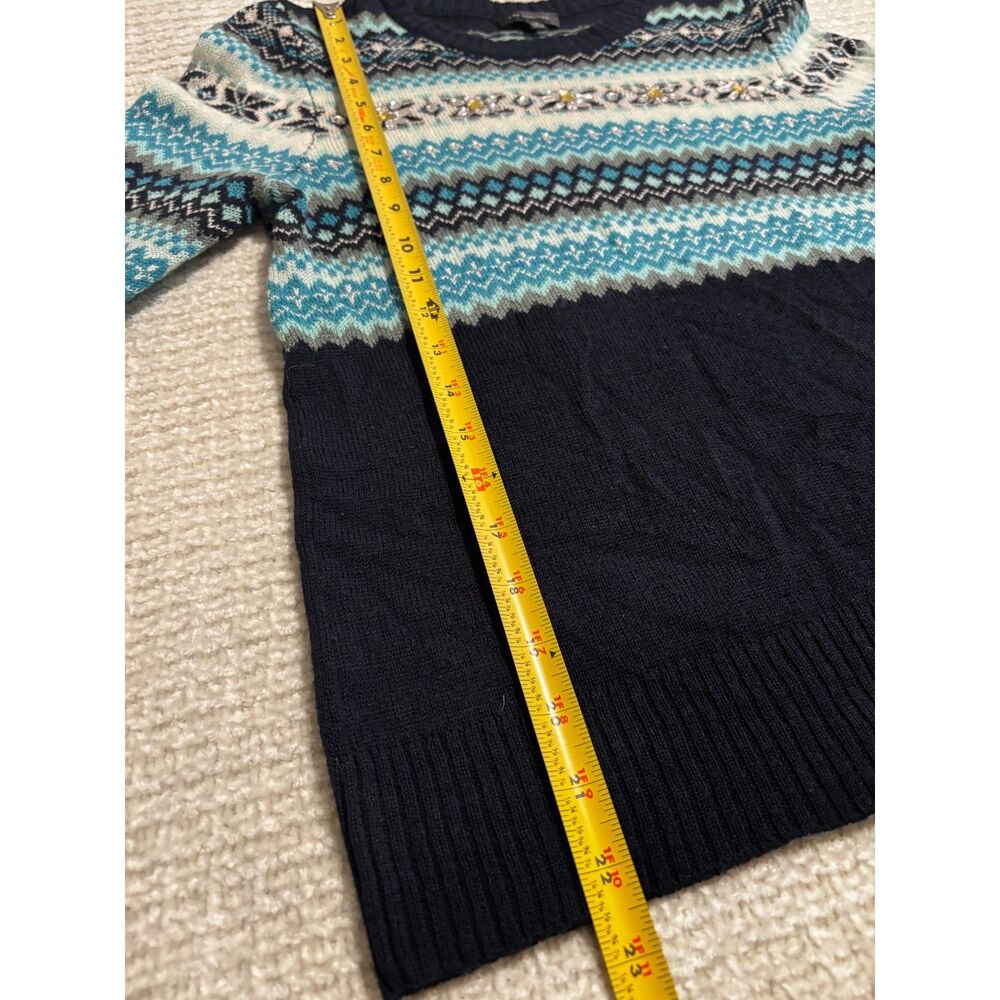 The Limited Wool Fair Isle‎ Jeweled Sweater Crewneck Cozy Winter Size M - Picture 7 of 7